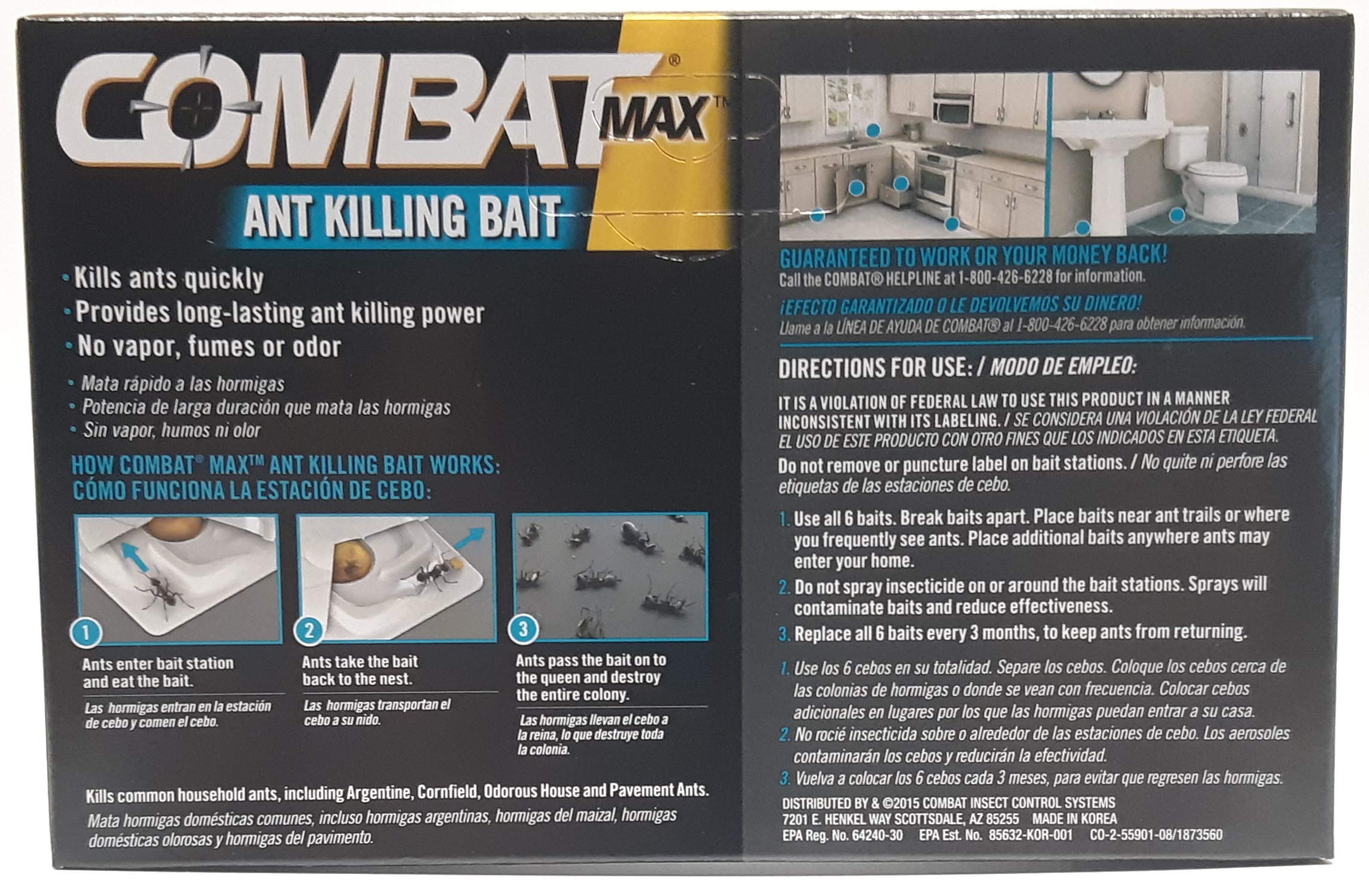 Combat Max Ant Killing Bait 0.21 oz 6 Solid Stations (Pack of 4)