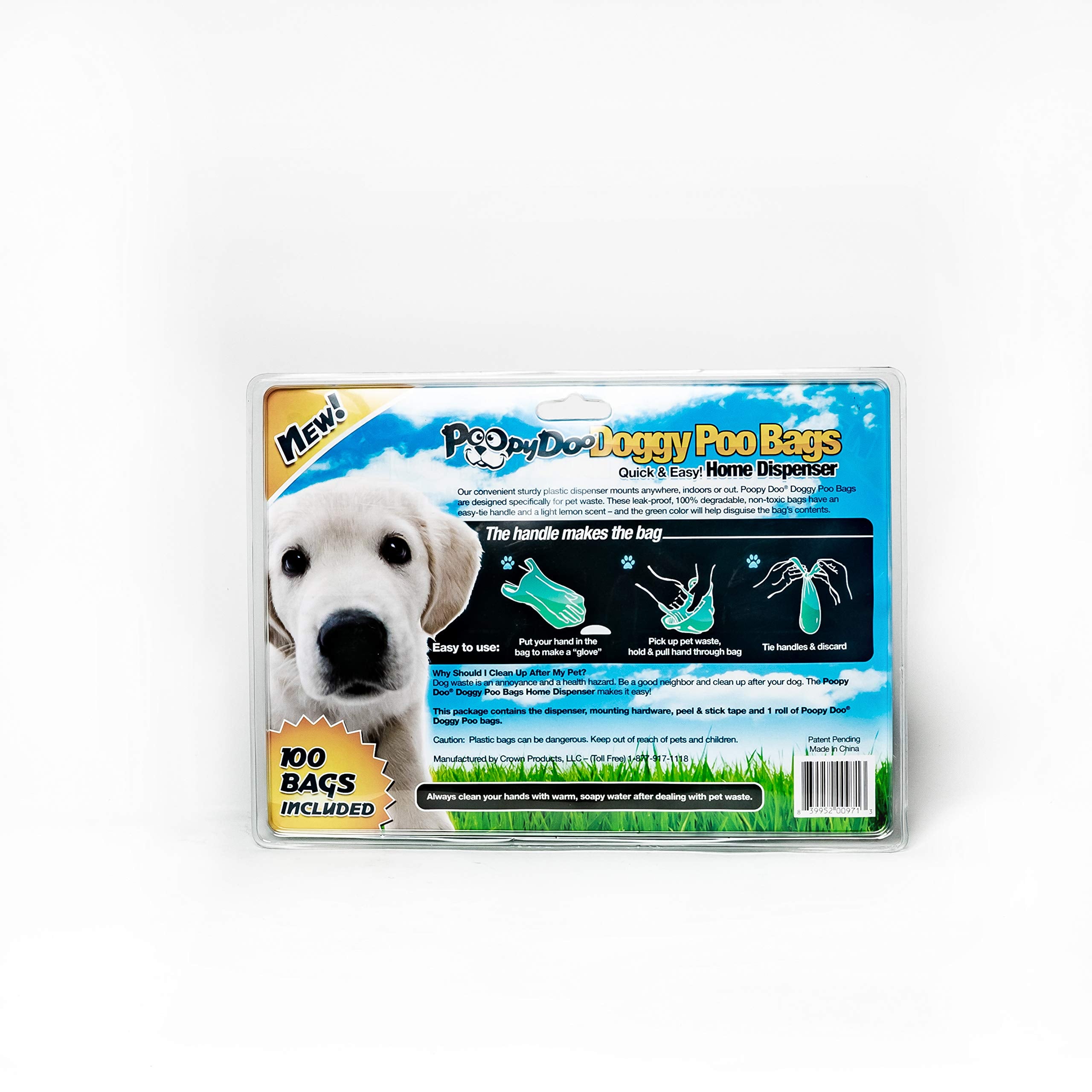 Poopy Doo Dog Waste Bag Dispenser with 100 Biodegradable Leak Proof Bags Home Use