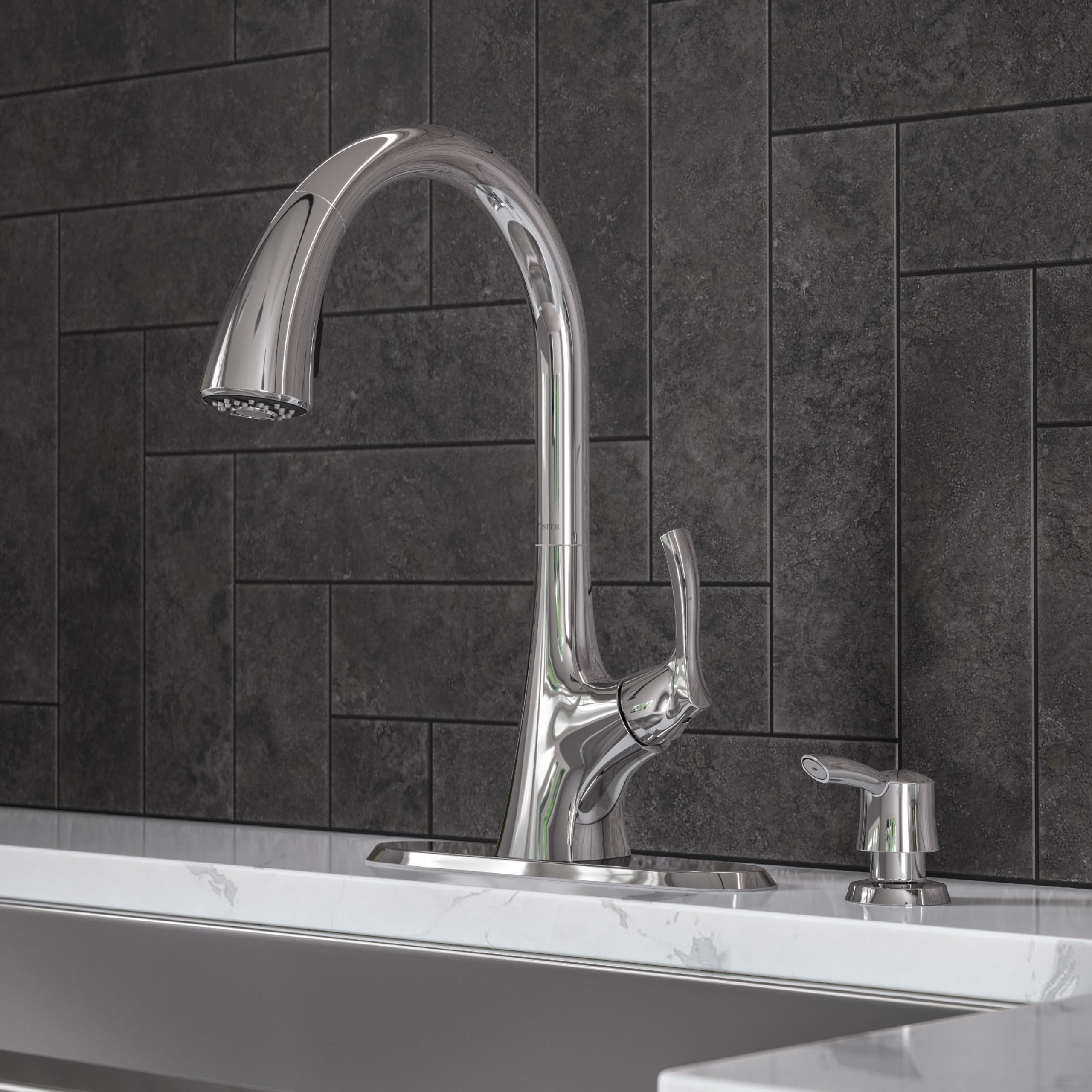 Pfister Masey Kitchen Faucet Single Handle Pull-Down Sprayer Chrome F5297MCC