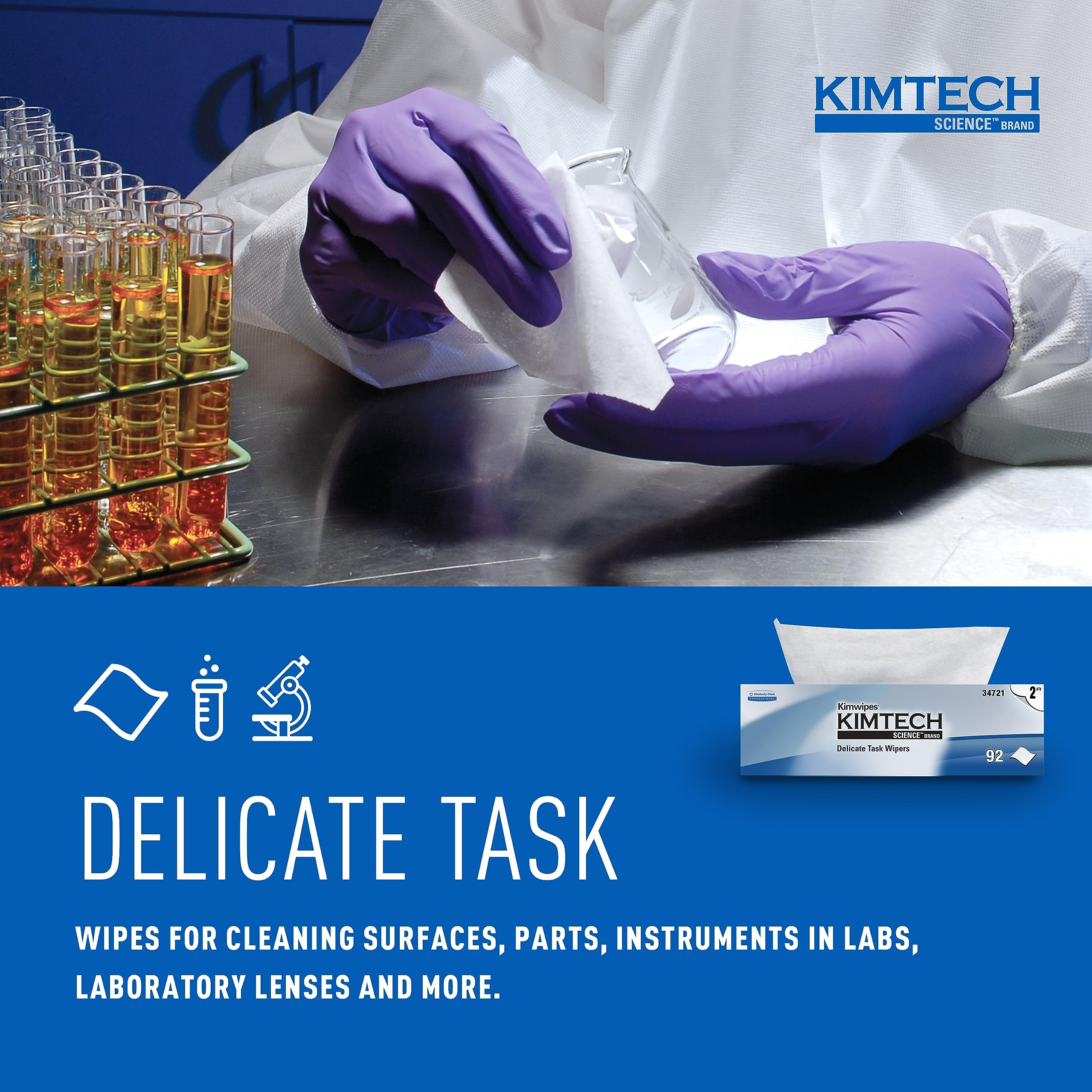 KIMTECH Kimwipes 2-Ply Lab Wipes 15 Boxes 1350 Sheets Lint-Free Pop-Up