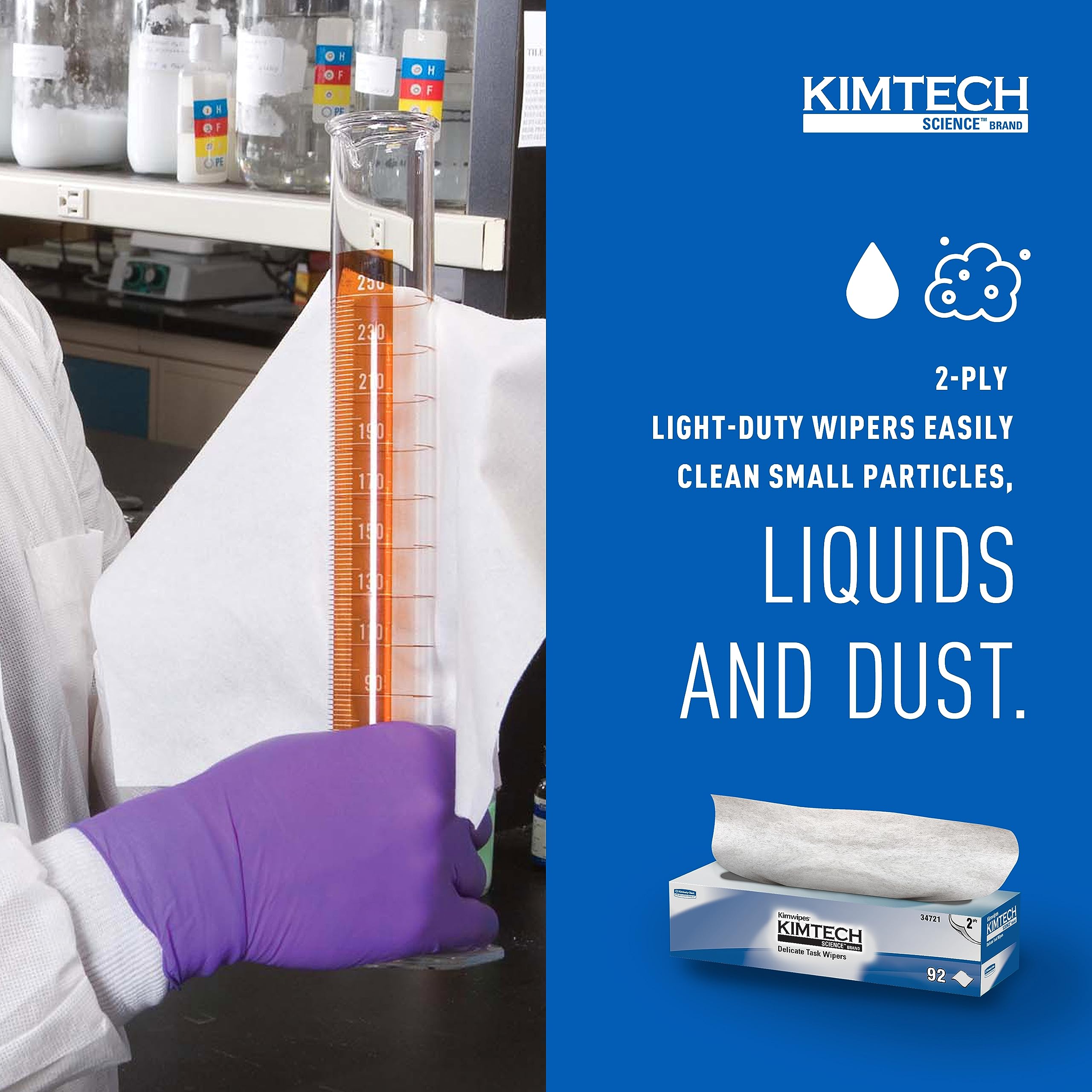 KIMTECH Kimwipes 2-Ply Lab Wipes 15 Boxes 1350 Sheets Lint-Free Pop-Up