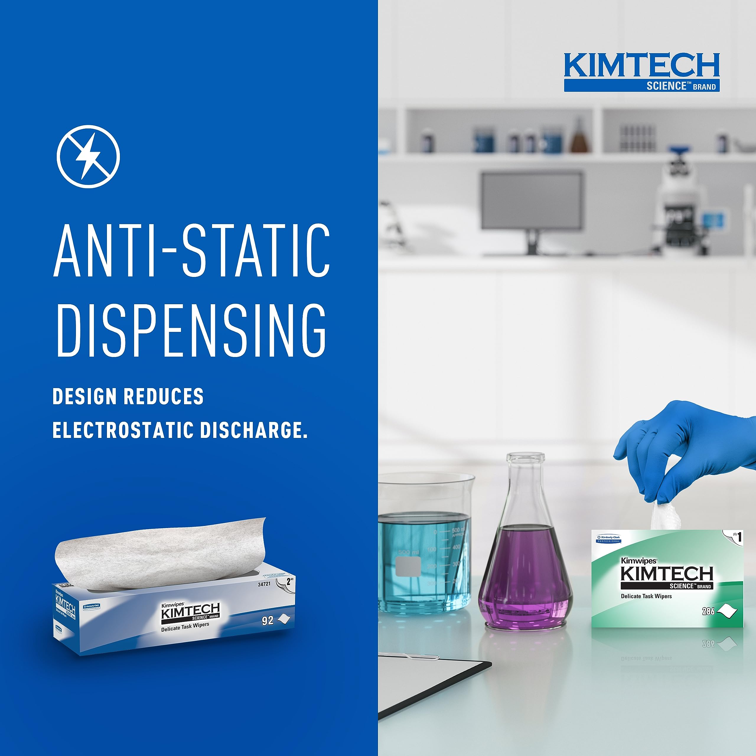 KIMTECH Kimwipes 2-Ply Lab Wipes 15 Boxes 1350 Sheets Lint-Free Pop-Up