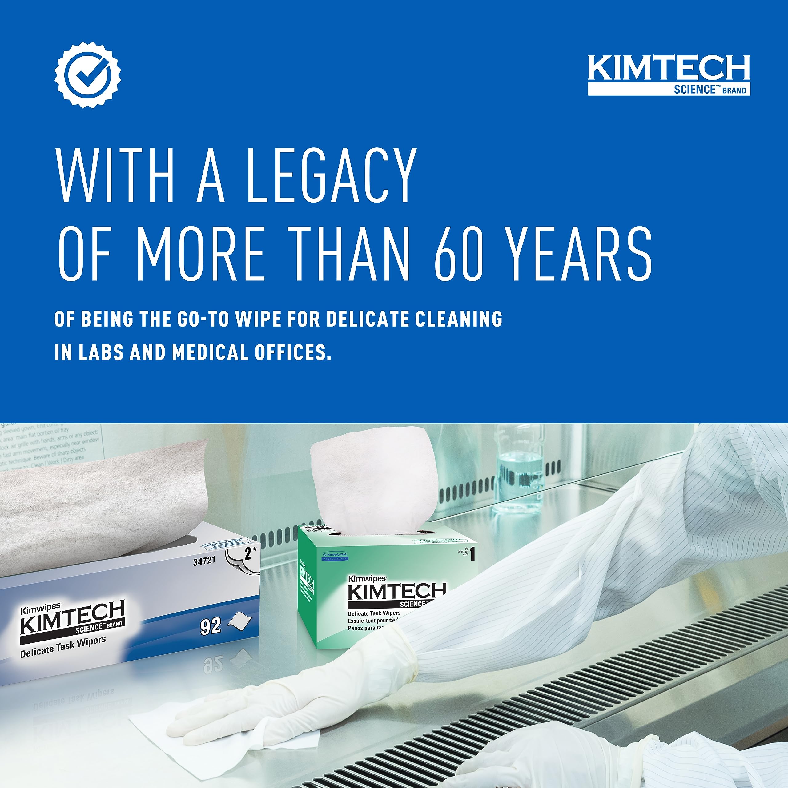 KIMTECH Kimwipes 2-Ply Lab Wipes 15 Boxes 1350 Sheets Lint-Free Pop-Up