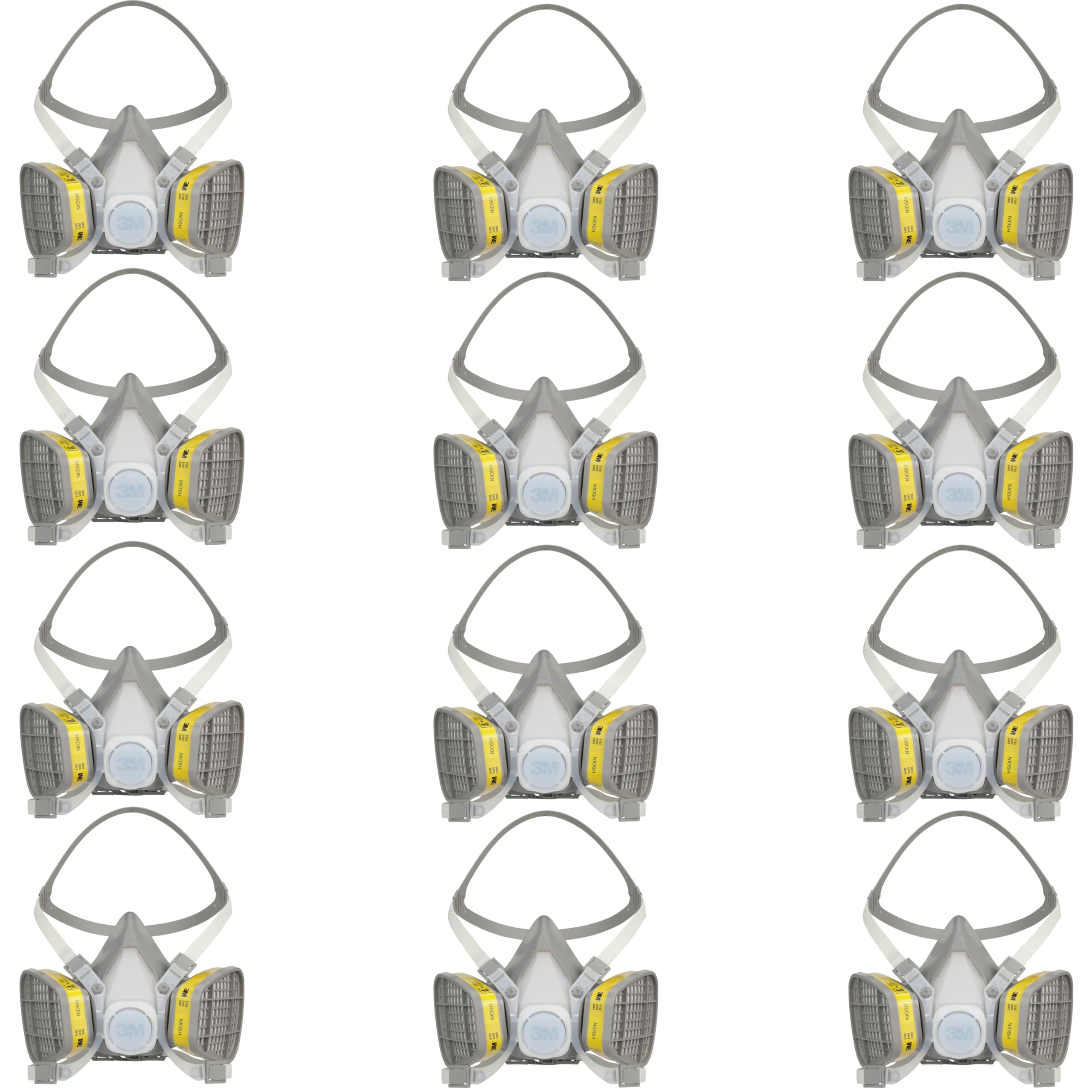 3M 5203 Half Face Respirator Pack of 12 Organic Vapor Acid Gas NIOSH
