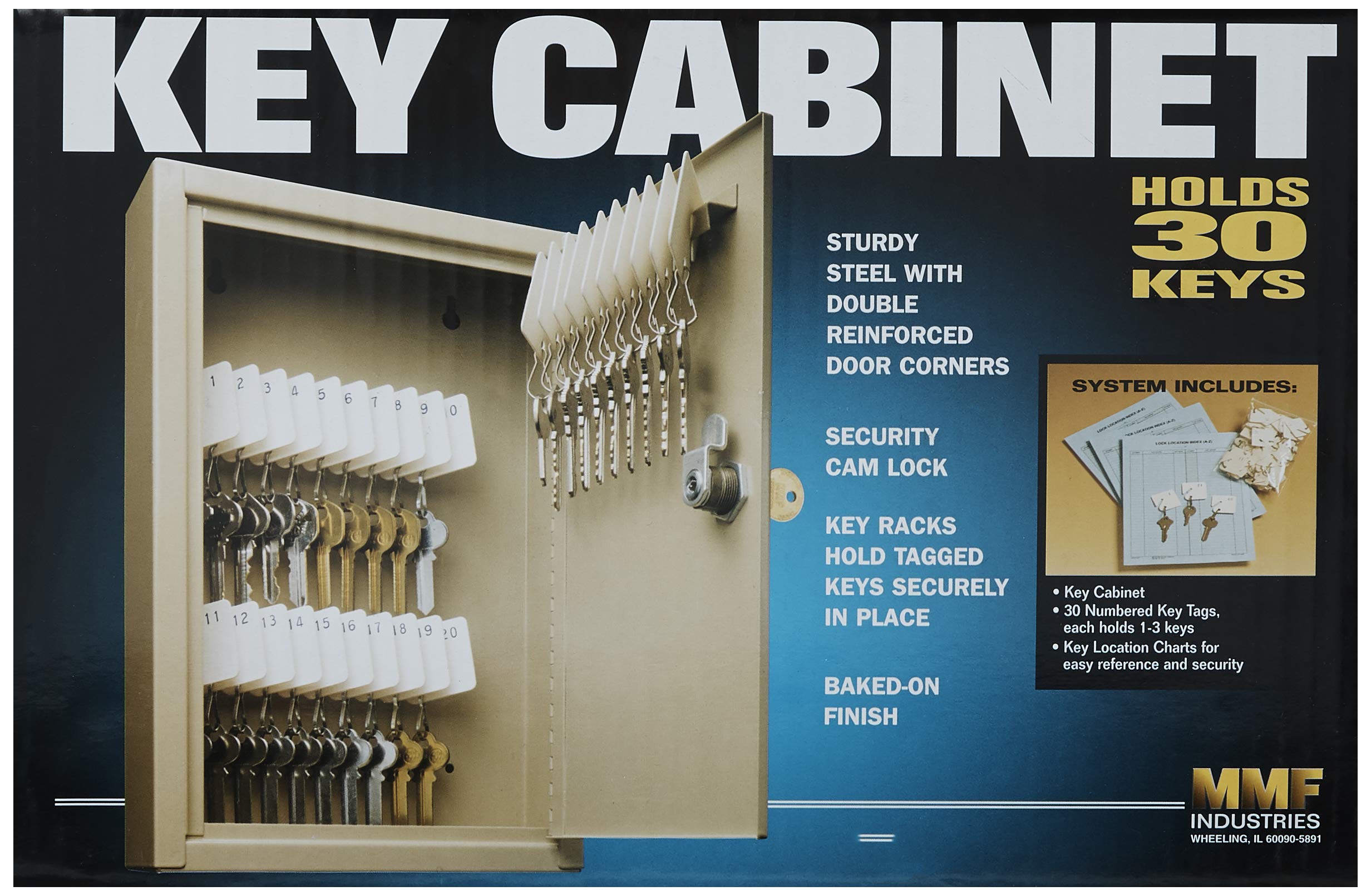 MMF STEELMASTER 30-Key Steel Key Cabinet Lock Wall Mount Sand 201903003