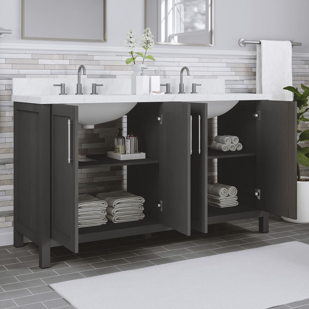 Allen & Roth LWSD60VG Sebastion 60" Gray Vanity with Top & Bowl