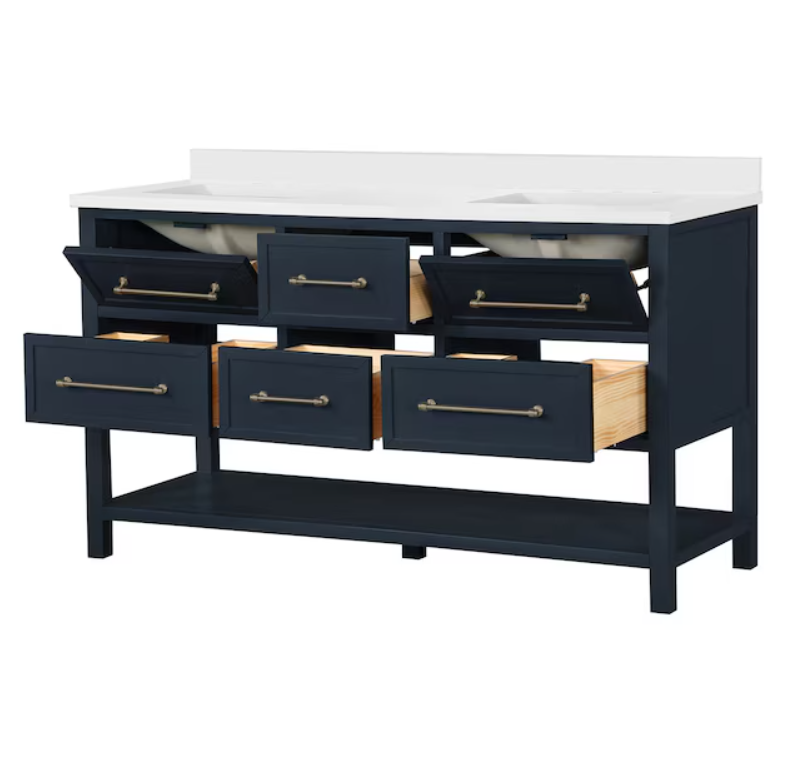 Allen & Roth LWSS60VB 60" Mid-Night Blue Vanity with Top & Bowl