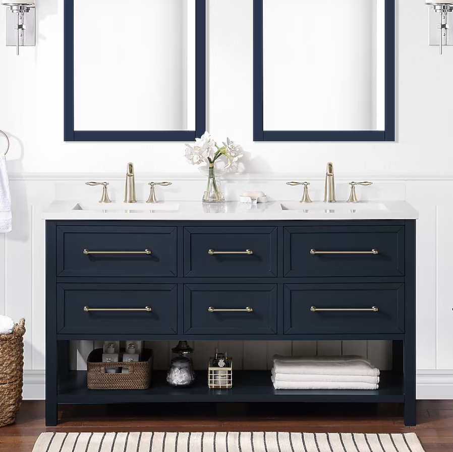 Allen & Roth LWSS60VB 60" Mid-Night Blue Vanity with Top & Bowl