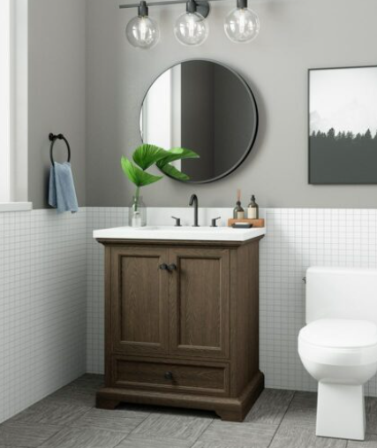 Amherst THMSVL30AVB 30Inch Dark Oak Vanity with Top & Bowl