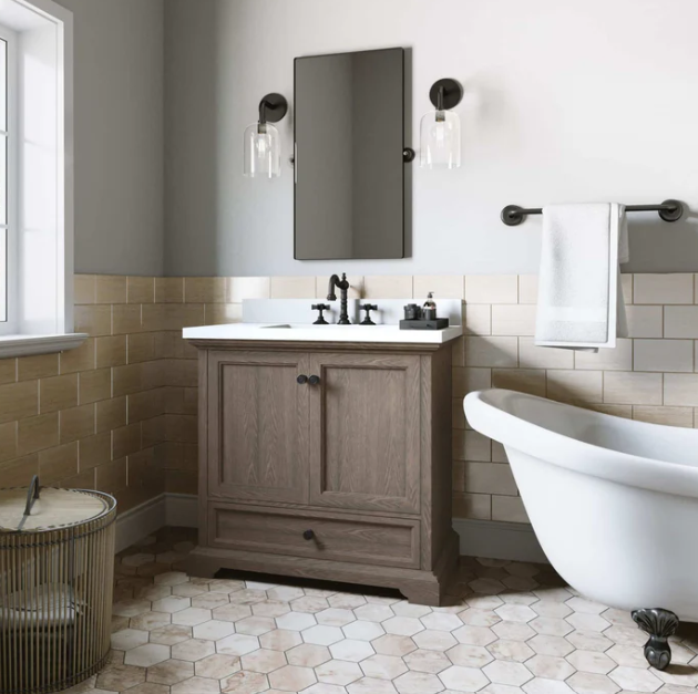 Amherst THMSVL36AVB 36" Dark Oak Vanity with Top & Bowl