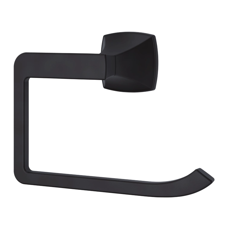 Venturi Matte Black Bath Hardware Set: 24 in. Towel Bar, Towel Ring, Toilet Paper Holder, Robe Hook (4-Piece)