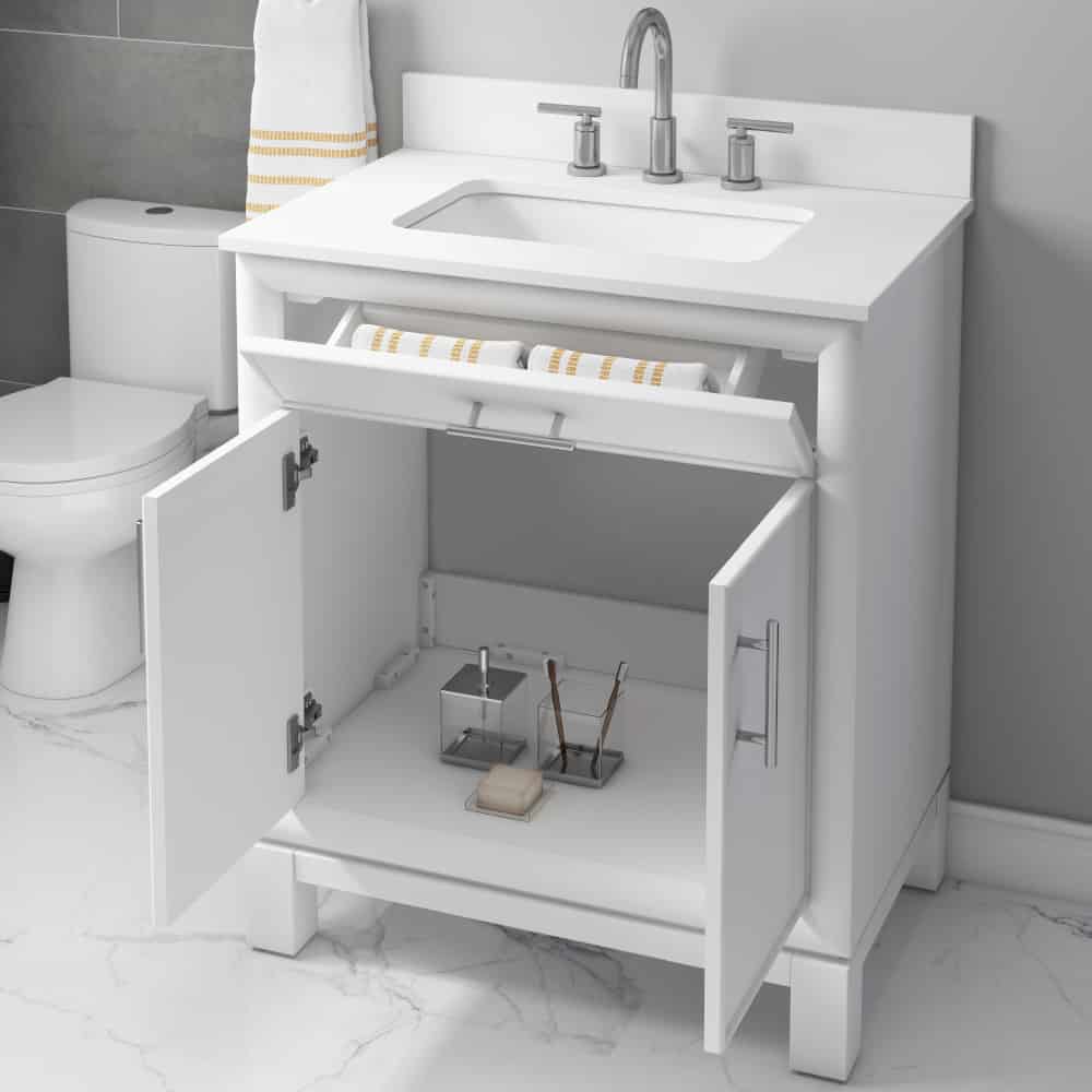 Clifden WF30DVW 30" White Vanity with Top & Bowl