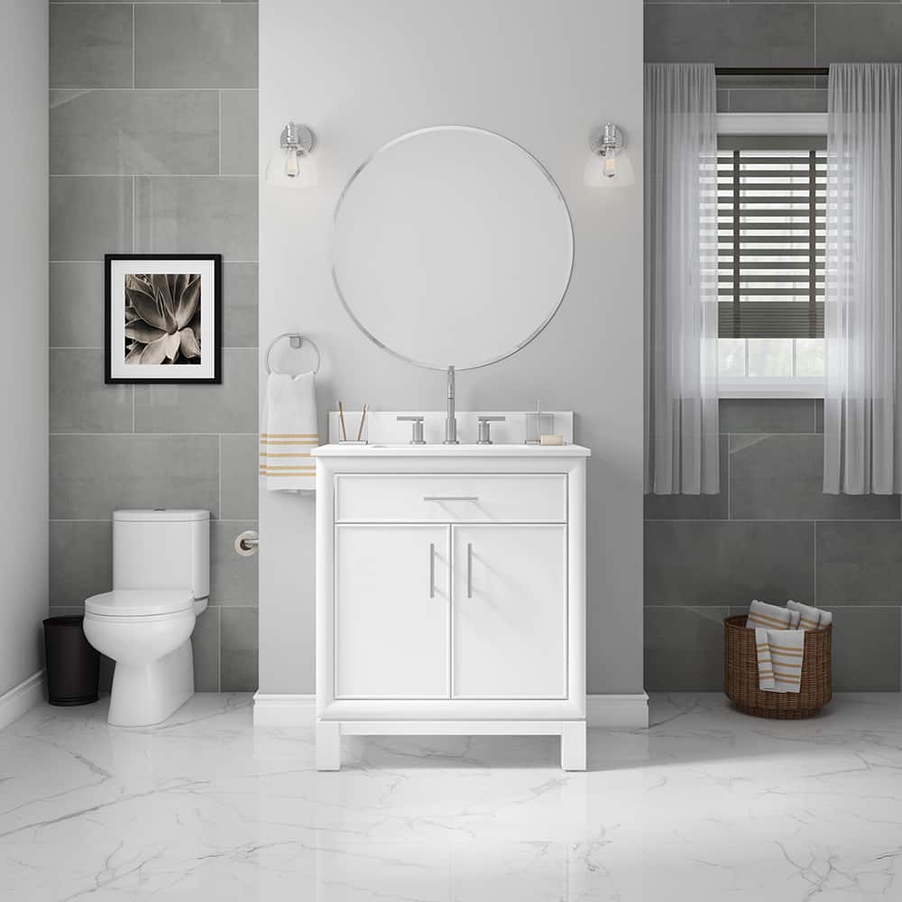 Clifden WF30DVW 30" White Vanity with Top & Bowl