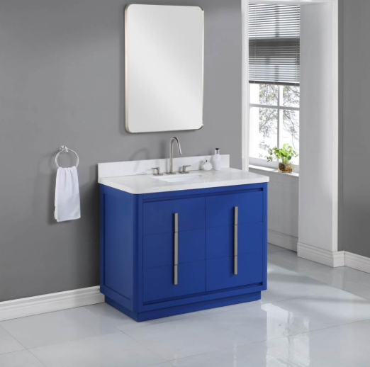 Design Studio 1712-V42 42" Bathroom Vanity with Top & Bowl, Classic Blue
