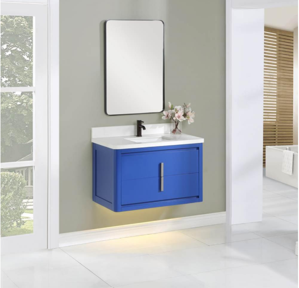 Design Studio 1712-WV3620 36 x 20 Wall Mount Vanity with Top & Bowl, Classic Blue