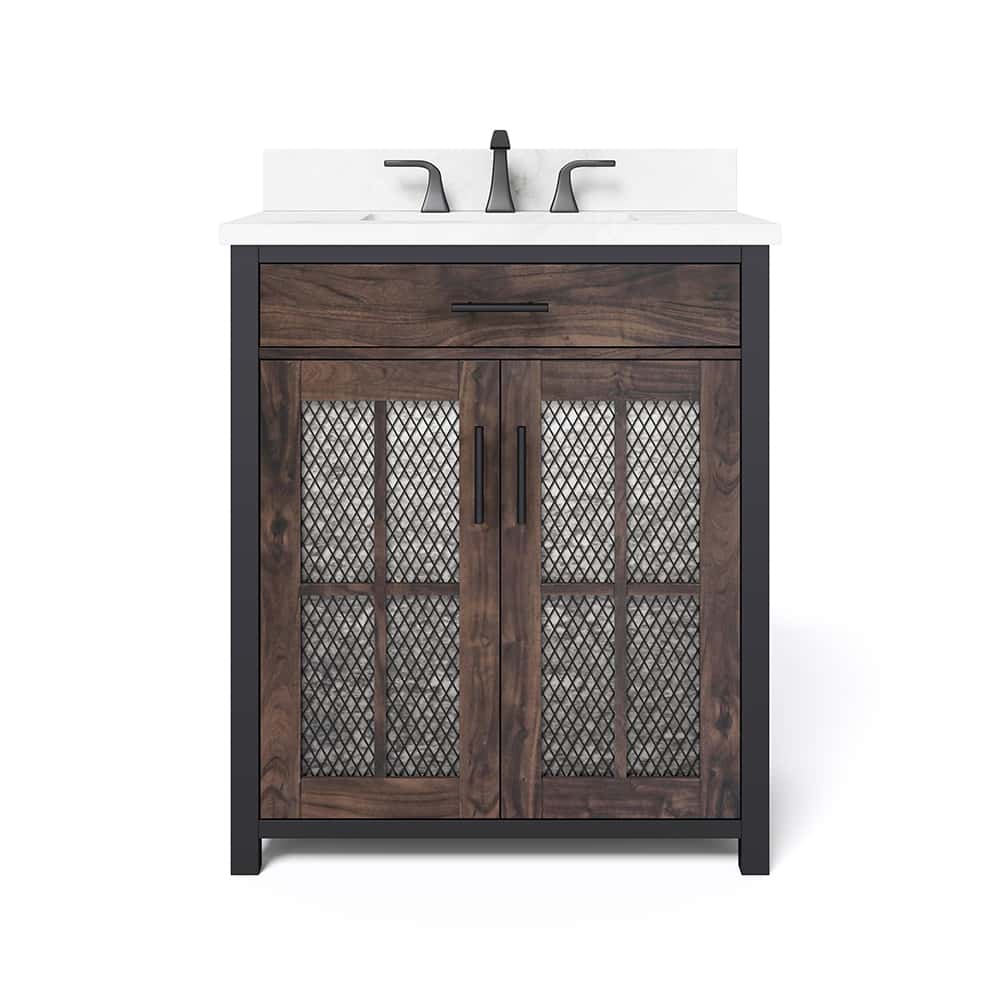 Drydale HDC30MFV 30 Inch Antique Brown Vanity with Top & Bowl