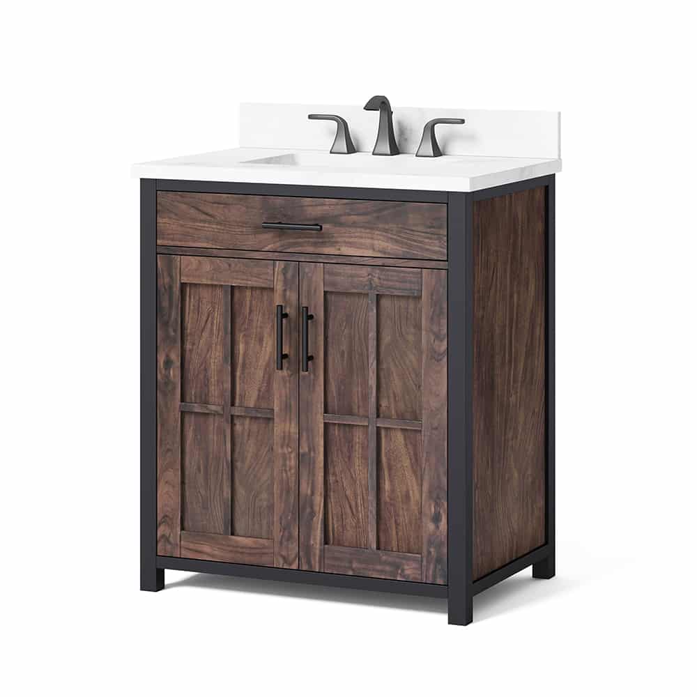Drydale HDC30MFV 30 Inch Antique Brown Vanity with Top & Bowl