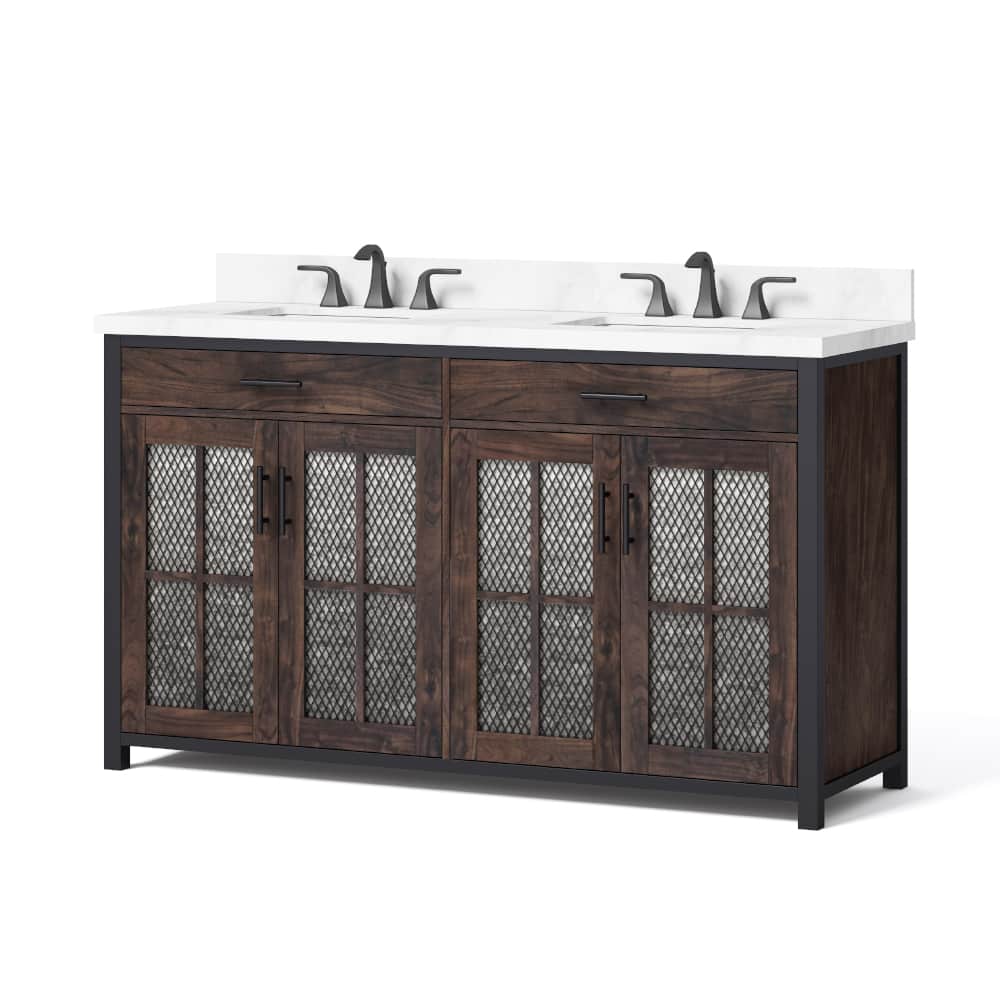 Drydale HDC60MFV 60" Antique Brown Vanity with Top & Bowl
