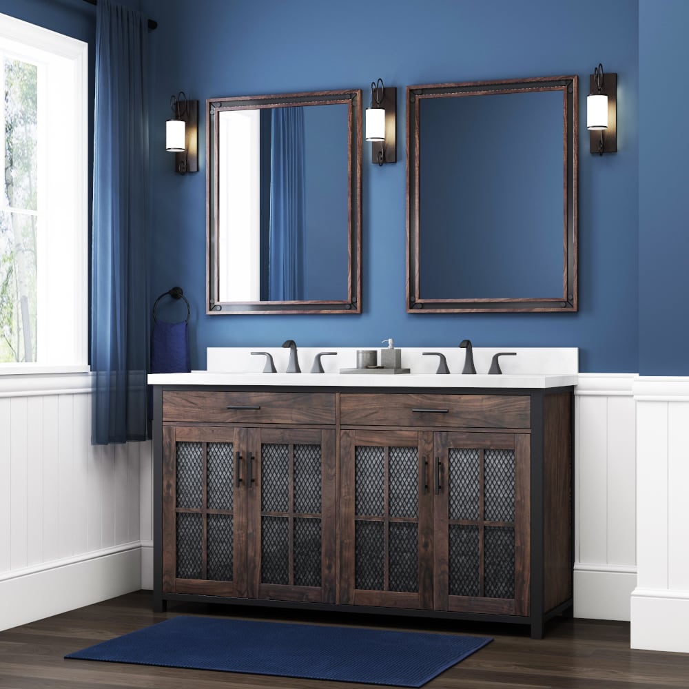 Drydale HDC60MFV 60" Antique Brown Vanity with Top & Bowl