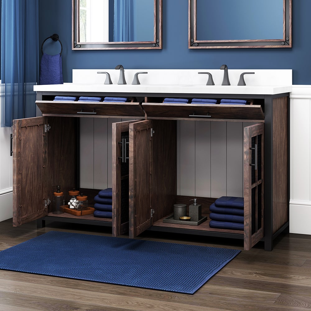 Drydale HDC60MFV 60" Antique Brown Vanity with Top & Bowl