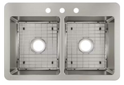 Elkay HDDBD33229TR3 3 Holes Double Bowl Kitchen Sink 33" x 22" x 9" Stainless Steel