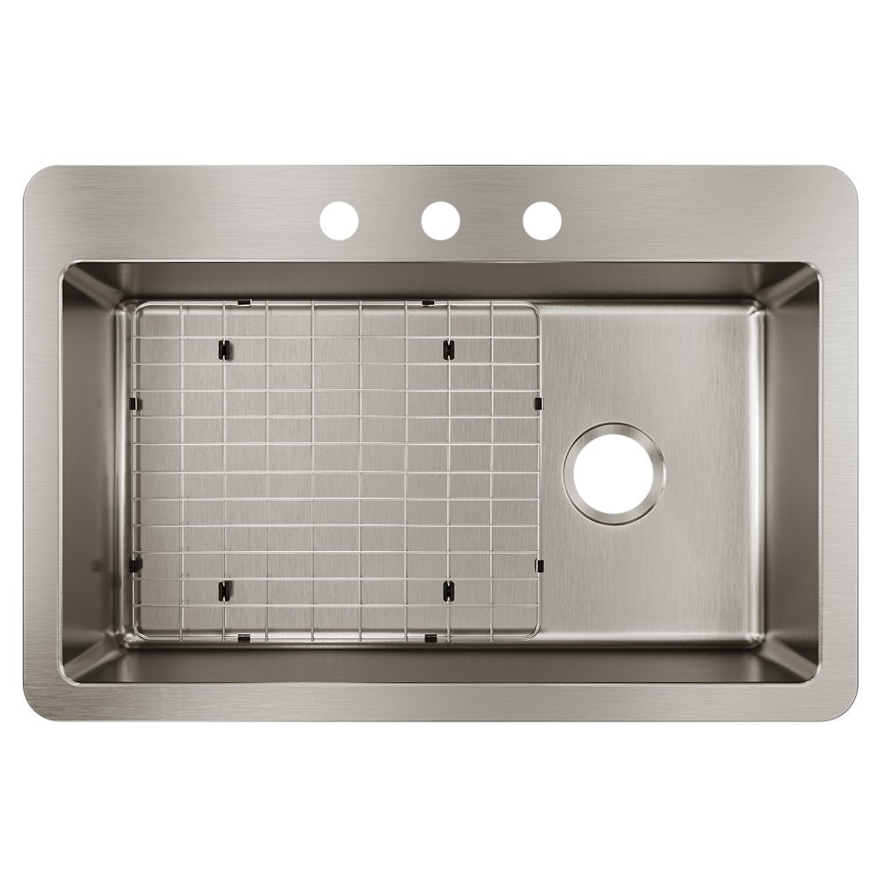Elkay HDDSB33229TR3 3 Holes Single Bowl Kitchen Sink 33" x 22" x 9" Stainless Steel