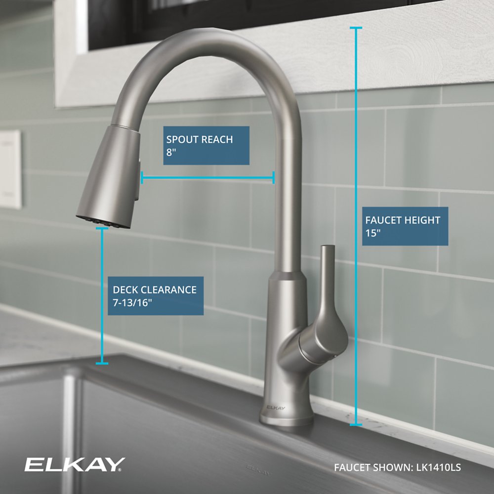 Elkay LK1410 Single-Handle 2-Setting Pull-Down Spray Kitchen Faucet (Various Finishes: Chrome, Matte Black, Lustrous Steel)