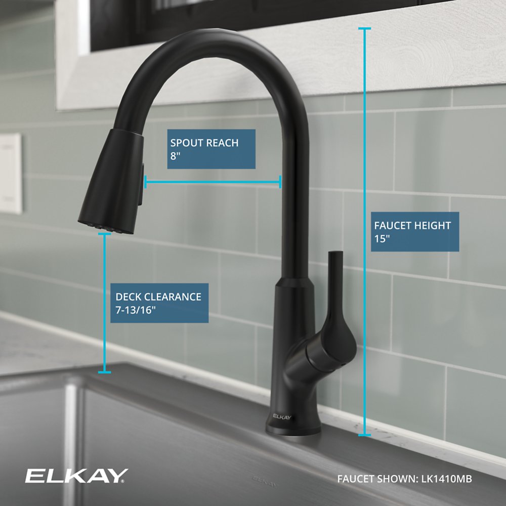 Elkay LK1410 Single-Handle 2-Setting Pull-Down Spray Kitchen Faucet (Various Finishes: Chrome, Matte Black, Lustrous Steel)