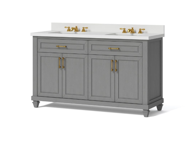 Grovehurst HDC60DGV 60" Gray Vanity with Top & Bowl