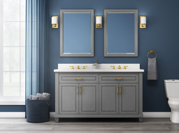 Grovehurst HDC60DGV 60" Gray Vanity with Top & Bowl