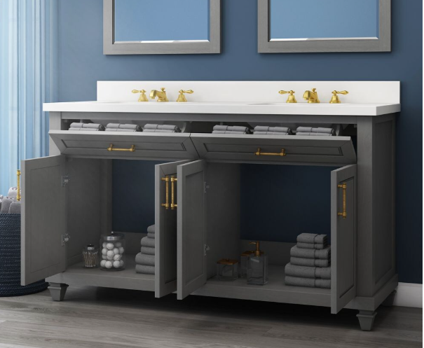 Grovehurst HDC60DGV 60" Gray Vanity with Top & Bowl