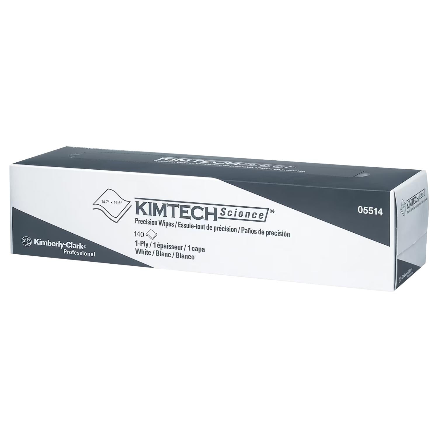 Kimberly-Clark 05514 KimTech Science 16.6" x 14.7" 1-Ply Precision Cleaning Wipes (White; 140 Wipes)