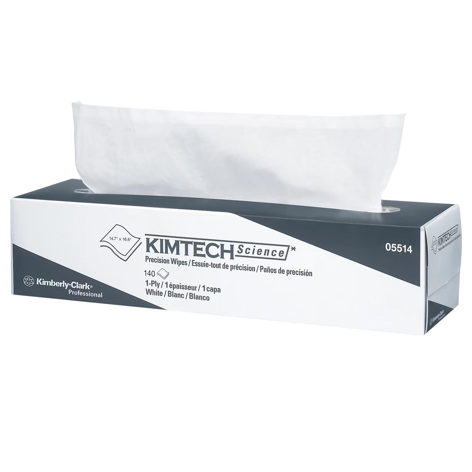 Kimberly-Clark 05514 KimTech Science 16.6" x 14.7" 1-Ply Precision Cleaning Wipes (White; 140 Wipes)