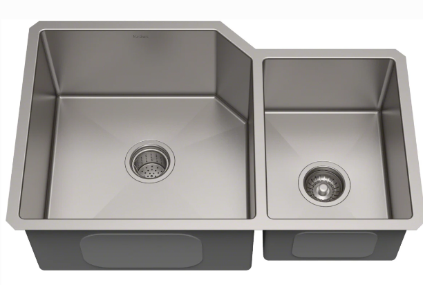 Kraus KHU123‑32 32" Undermount 60/40 Double Bowl 16 Gauge Stainless Steel Kitchen Sink