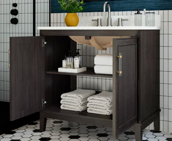 Oberman SL36OMV 36" Dark Cherry Vanity with Top & Bowl