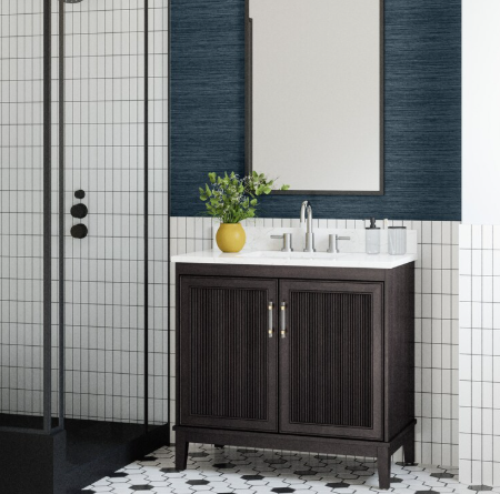 Oberman SL36OMV 36" Dark Cherry Vanity with Top & Bowl