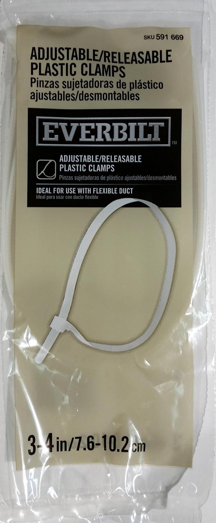 Everbilt 3" - 4" Adjustable/Releasable Plastic Duct Clamps Nylon (Pack of 14)