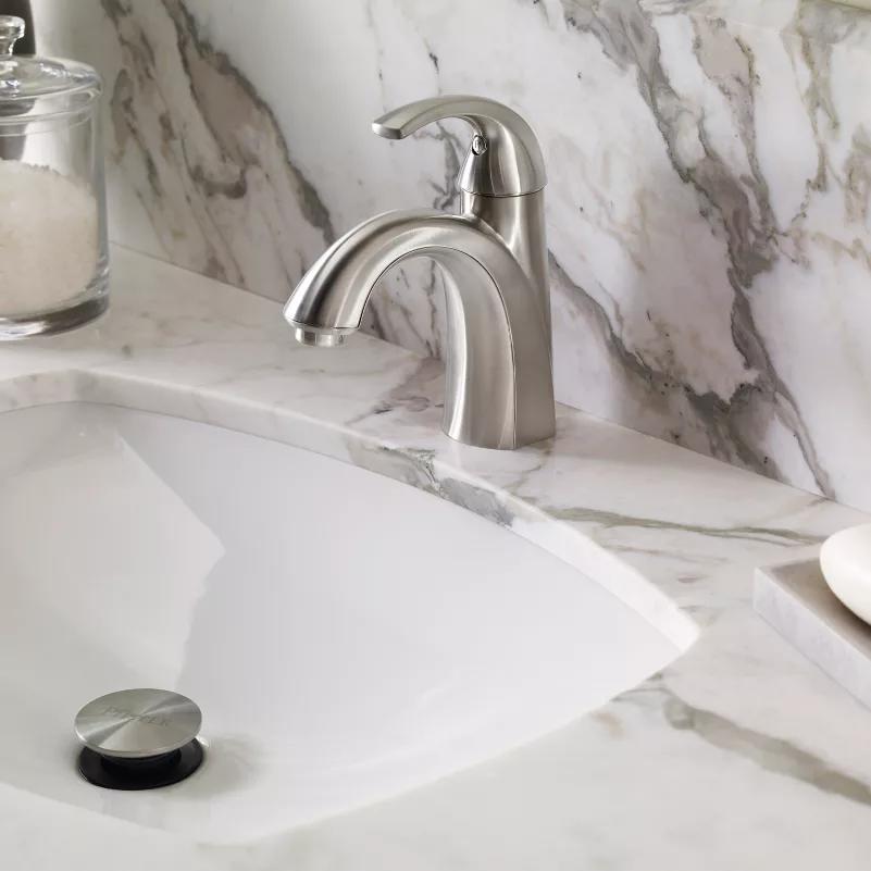 Pfister LF-042-SLKK Selia Single-Handle Bathroom Faucet w/ Push & Seal Drain (Various Finishes: Polished Chrome, Brushed Nickel)