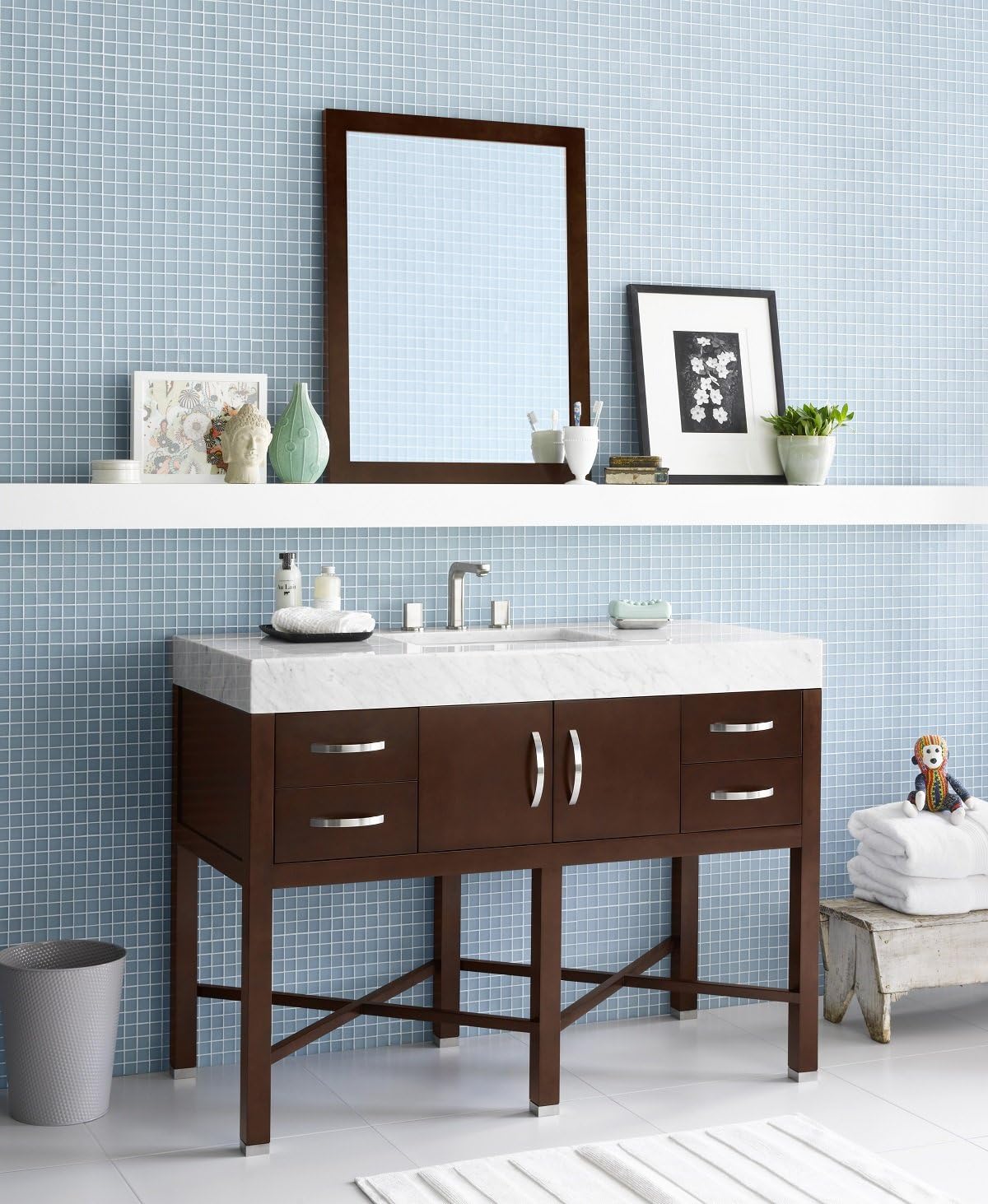 Ronbow 035948-H01 Haley 48" Dark Bown Wood Vanity with Quartz Top & Bowl