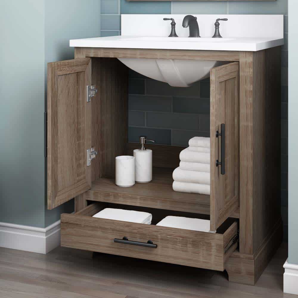 Whalen HDC30PRGV 30" Kendall Distressed Oak Vanity with Top & Bowl