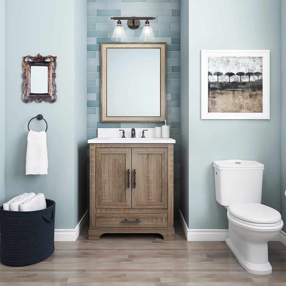 Whalen HDC30PRGV 30" Kendall Distressed Oak Vanity with Top & Bowl