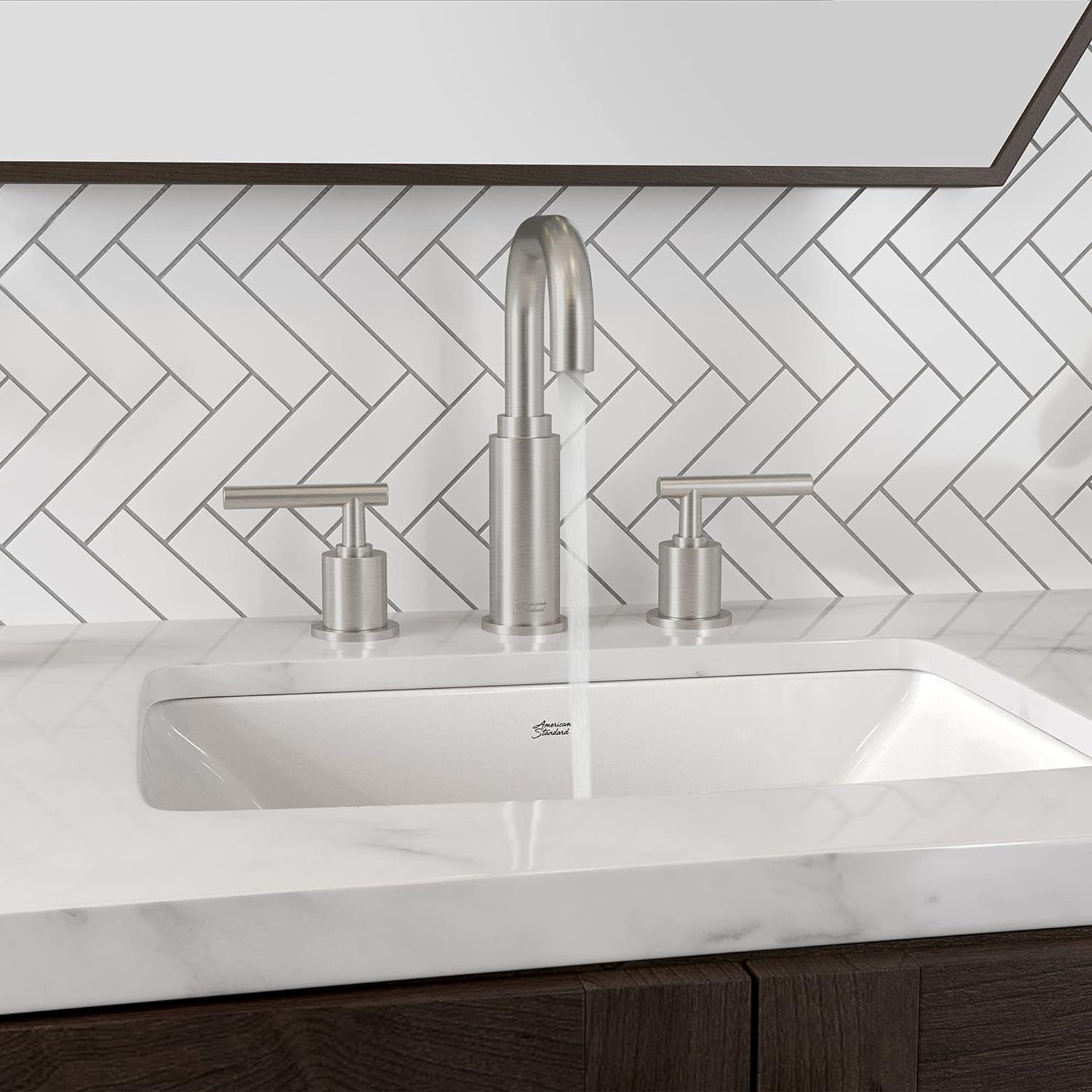 American Standard 2064831.295 Serin Widespread High-Arc Double Handle Bathroom Faucet, Brushed Nickel