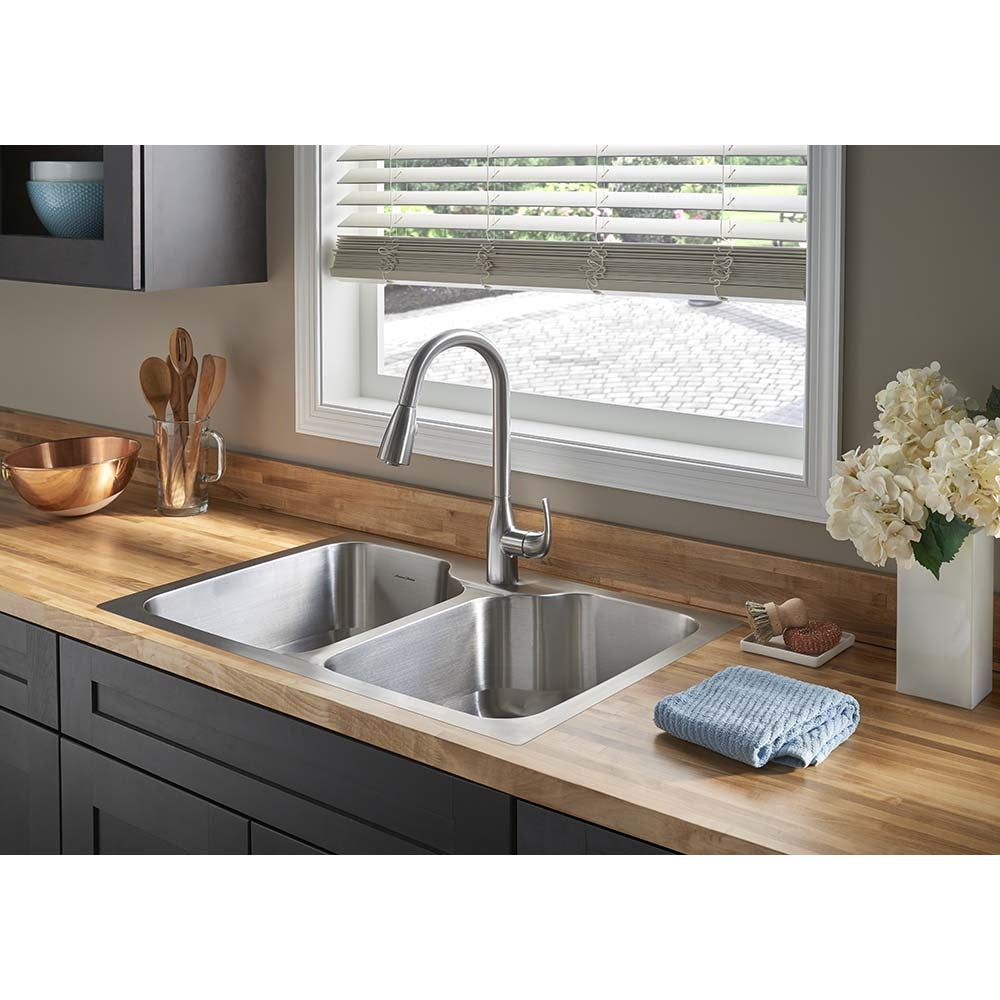 American Standard 20DB.332211.075 Tulsa® 33 x 22-Inch Stainless Steel Double-Bowl Kitchen Sink