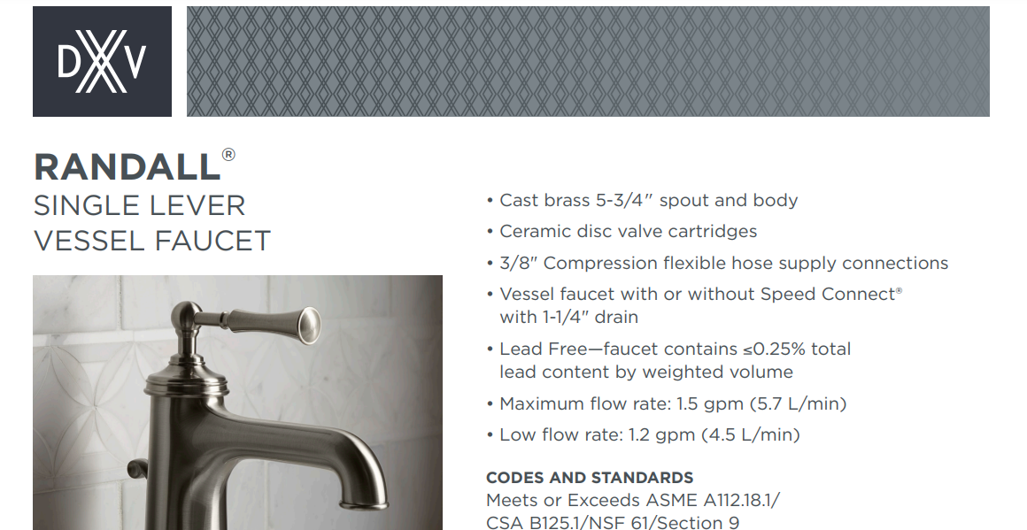 American Standard DXV D35102151 Specs Sheet