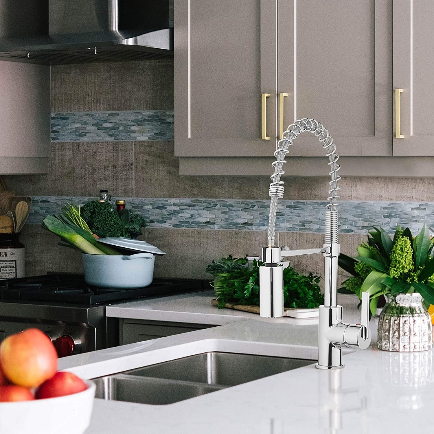 Aqua Vista H90K-51D-AV-CH Commercial Style Pull-Down Single Handle Kitchen Faucet, Polished Chrome
