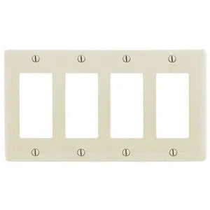 Hubbell Bryant NP264LA 4-Gang Decorator/GFCI Nylon Wall Plate, Light Almond