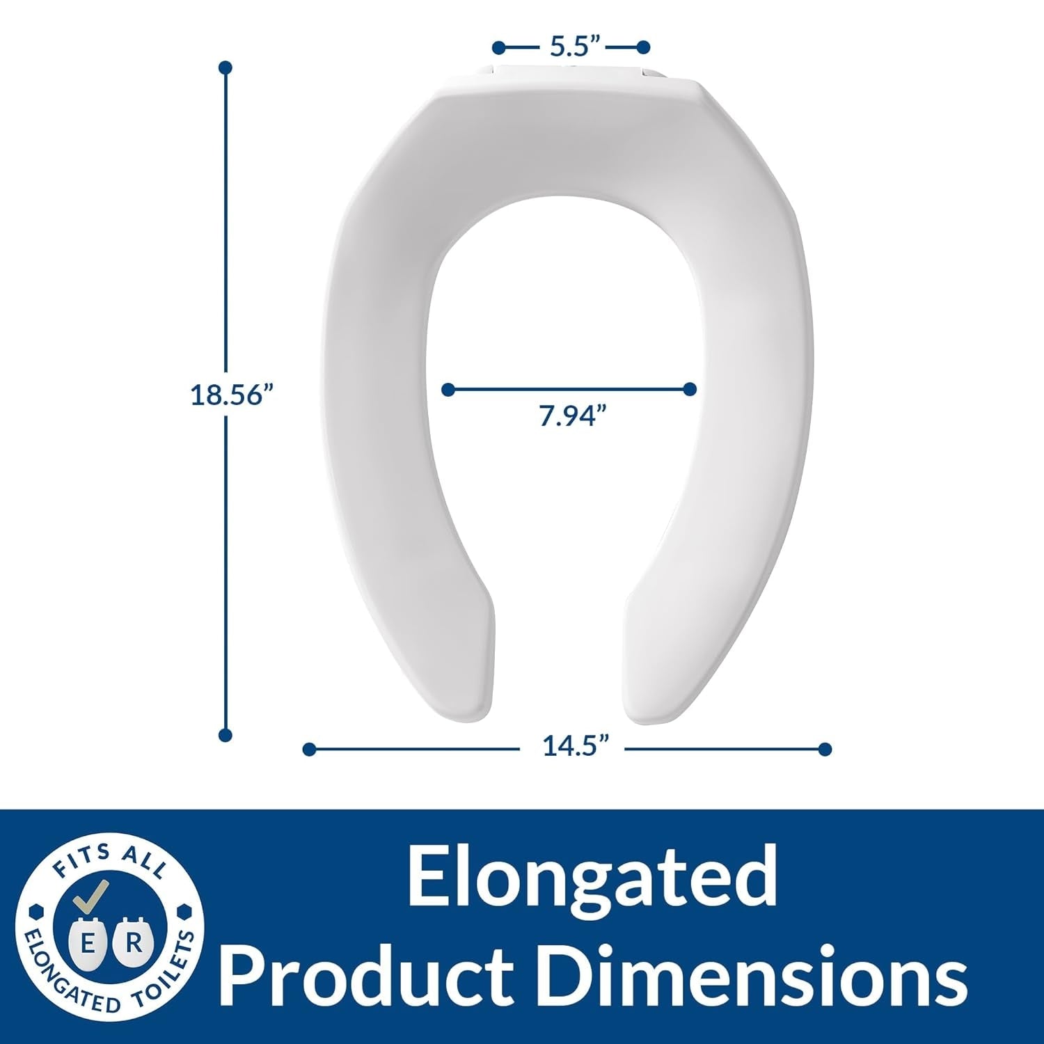 BEMIS 1955CT 000 Elongated Plastic Open Front Toilet Seat White