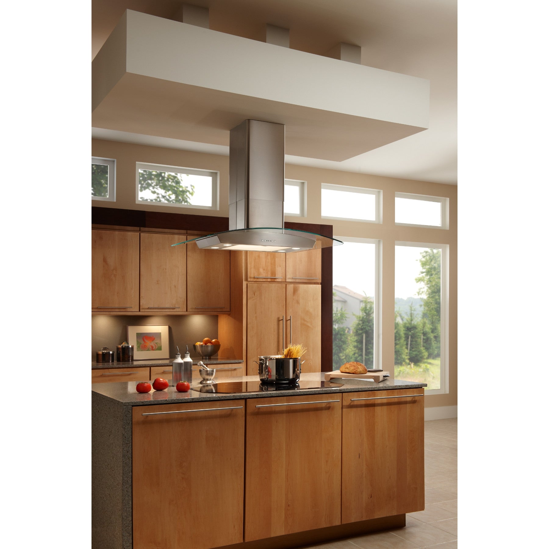Broan EI5936SS Elite 35.38 Inch Convertible Curved Glass Canopy Island Range Hood, Stainless