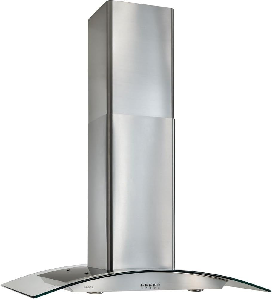 Broan EI5936SS Elite 35.38 Inch Convertible Curved Glass Canopy Island Range Hood, Stainless