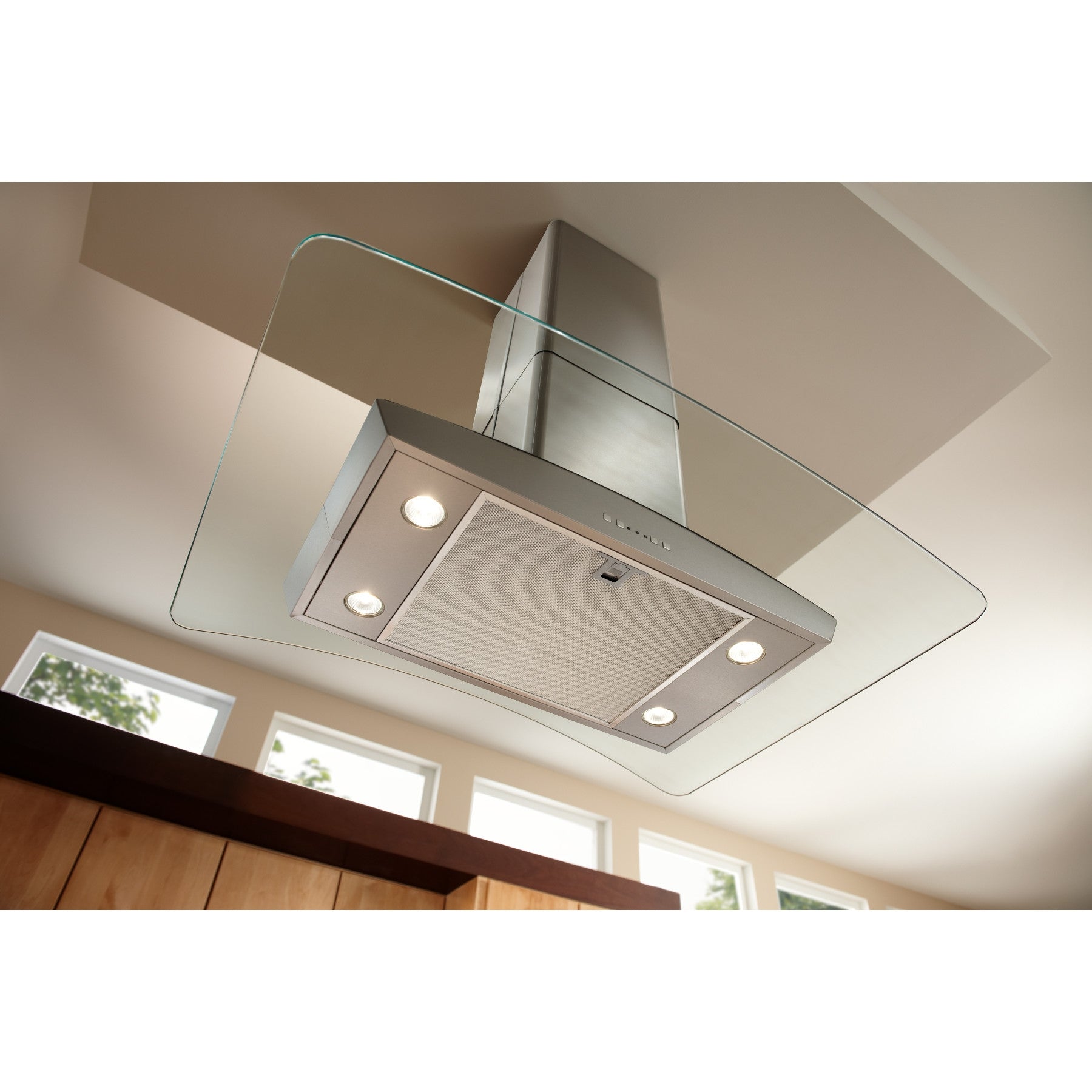 Broan EI5936SS Elite 35.38 Inch Convertible Curved Glass Canopy Island Range Hood, Stainless